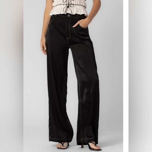 Beige Botany Size Small Wide Leg Hi-Rise Satin Feel Pants Goth Rave Grunge Y2K - Picture 2 of 12